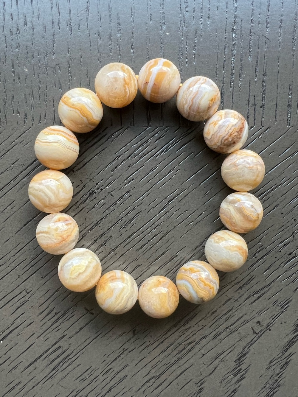 Indonesian Java lace agate bracelet 13mm SIZE 6.5-6.75’ ( ONE )
